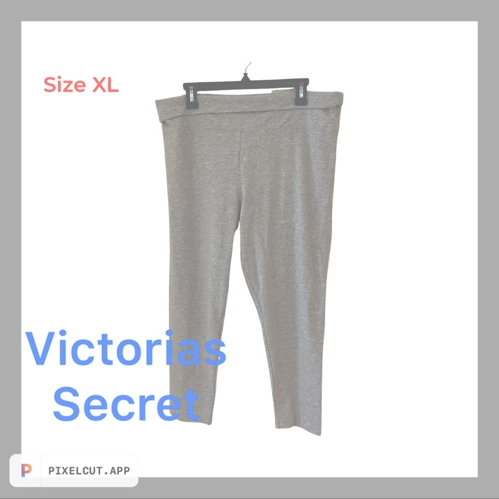 NWOT Victoria’s Secret Gray leggings Sz XL NEW rollover waistband Roomy Stretch